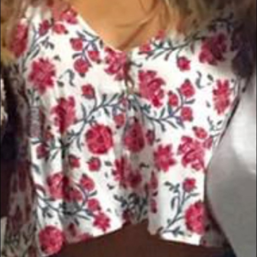 Cotton candy la medium crop with flutter sleeve